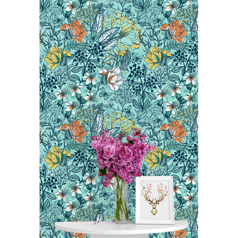Ebern Designs Bouganville Peel & Stick Floral Wallpaper Wayfair